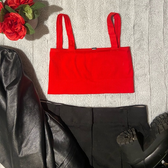UO Red Ribbed Crop Top 🙃 - Picture 5 of 5